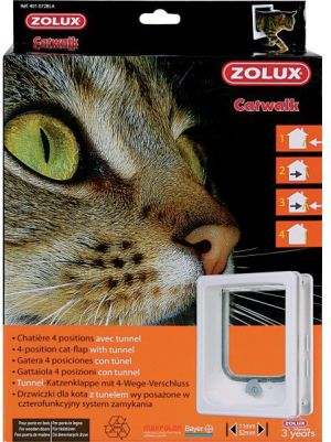 Zolux Drzwiczki dla kota z tunelem do drzwi drewnianych - białe 1
