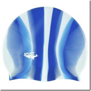 Spurt Czepek pływacki Silikonowy MI10 Zebra niebiesko-biały (11-3-048) 1