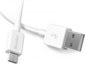 Kabel USB Benks USB-A - microUSB 1 m Biały (BKS231WHT) 1