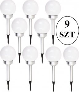 Saska Garden Zestaw 9 Lamp solarnych kula mleczna 15x44cm 1
