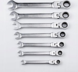 Expert+ KPL. KLUCZY PŁASKO OCZKOWYCH GRZECHOTKĄ/PRZEGUBEM 7SZT. 8-19MM [] - 1kp 2