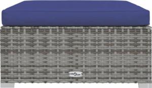 vidaXL vidaXL Podnóżek ogrodowy z poduszką, szary, 70x70x30 cm, polirattan 3