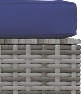 vidaXL vidaXL Podnóżek ogrodowy z poduszką, szary, 70x70x30 cm, polirattan 4