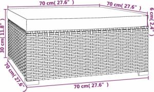 vidaXL vidaXL Podnóżek ogrodowy z poduszką, szary, 70x70x30 cm, polirattan 5