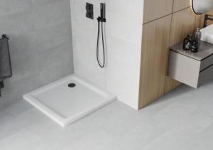 Brodzik Mexen Mexen Flat brodzik kwadratowy slim 70 x 70 cm, biały, syfon czarny - 40107070B 2