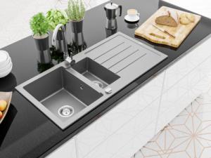 Zlewozmywak Mexen Andres  granitowy 1,5-komorowy z ociekaczem 1000 x 500 mm, szary - 6515101510-71 2