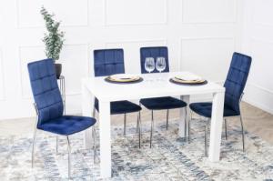 Halmar Krzesło Tapicerowane do Jadalni K416 Granatowe Welurowe 2