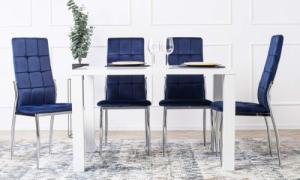 Halmar Krzesło Tapicerowane do Jadalni K416 Granatowe Welurowe 4