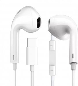 Słuchawki Fiesta FIESTA EARPHONES WITH MIC USB-C SŁUCHAWKI PRZEWODOWE DOUSZNE Z MIKROFONEM I USB-C WHITE [45647] 1