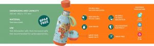 Quokka Quokka Solid Kids with strap - Butelka termiczna ze stali nierdzewnej 330 ml z paskiem (Jungle) 3