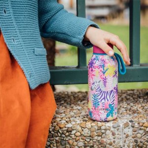 Quokka Quokka Solid Kids with strap - Butelka termiczna ze stali nierdzewnej 330 ml z paskiem (Zebras) 2