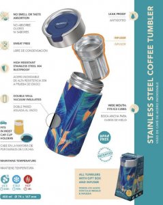 Quokka Boost Coffee Tumbler - Kubek termiczny ze stali nierdzewnej z zaparzaczem 400 ml (Greenstone) 5