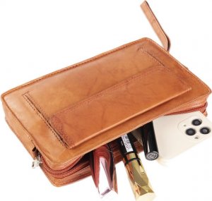Skórzana saszetka męska z paskiem na nadgarstek 6