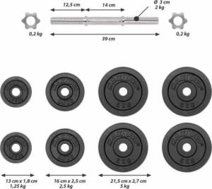 Maxxiva MAXXIVA Jednoręczna sztanga żeliwna, 30 kg 5