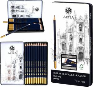 Astra Szkicownik rysownik A4 50k 100g/m2 + ołówek 12szt 3