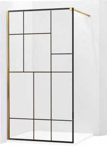 Mexen Mexen Kioto ścianka prysznicowa 70 x 200 cm, transparent/czarny wzór 8 mm, złoty - 800-070-101-50-78 1