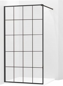 Mexen Mexen Kioto ścianka prysznicowa 70 x 200 cm, transparent/czarny wzór 8 mm, czarny - 800-070-101-70-77 1