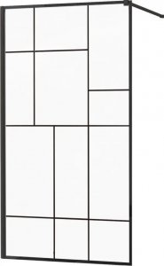Mexen Mexen Kioto ścianka prysznicowa 120 x 200 cm, transparent/czarny wzór 8 mm, czarny - 800-120-101-70-78 1