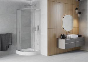 Mexen Mexen Rio kabina prysznicowa półokrągła 70 x 70 cm, szron, chrom + brodzik Rio, biały - 863-070-070-01-30-4710 3