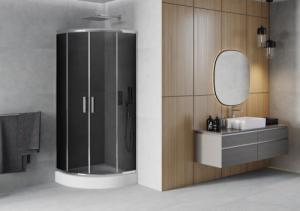 Mexen Mexen Rio kabina prysznicowa półokrągła 70 x 70 cm, grafit, chrom + brodzik Rio, biały - 863-070-070-01-40-4710 2