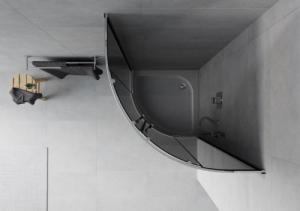 Mexen Mexen Rio kabina prysznicowa półokrągła 80 x 80 cm, grafit, chrom + brodzik Rio, biały - 863-080-080-01-40-4710 4