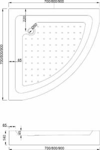 Mexen Mexen Rio kabina prysznicowa półokrągła 70 x 70 cm, transparent, czarny + brodzik Rio, biały - 863-070-070-70-00-4710 6