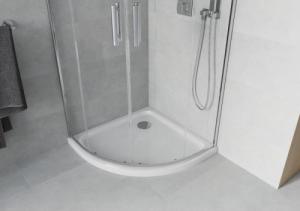 Mexen Mexen Rio kabina prysznicowa półokrągła 90 x 90 cm, transparent, chrom + brodzik Flat, biały - 863-090-090-01-00-4110 4