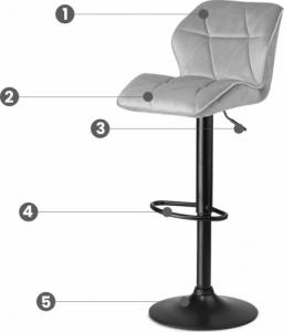 Sofotel Hoker barowy z oparciem Castel jasnoszary - 2 szt. 5