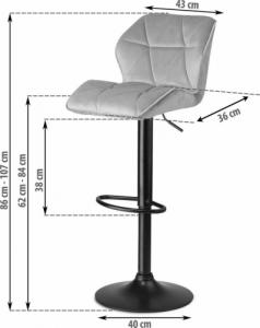 Sofotel Hoker barowy z oparciem Castel jasnoszary - 2 szt. 6