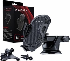 Alogy Uchwyt samochodowy do telefonu 3w1 Alogy na szybę do kratki na deskę rozdzielczą Czarny + Kabel 3w1 22