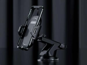 Alogy Uchwyt samochodowy do telefonu 3w1 Alogy na szybę do kratki na deskę rozdzielczą Czarny + Kabel 3w1 5