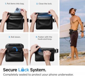 Spigen Etui + saszetka wodoszczelna Spigen A621 Universal Waterproof Case & Waist Bag Black 11