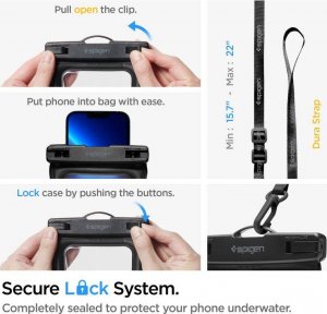 Spigen Etui + saszetka wodoszczelna Spigen A621 Universal Waterproof Case & Waist Bag Black 13