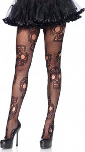 Leg Avenue Rajstopy 9982 z cukrową czaszką czarne S-L 1