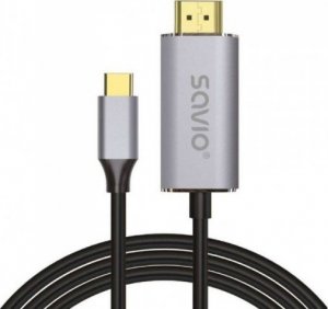 Kabel USB Savio USB-C - HDMI 2 m Czarno-srebrny (SAVKABELCL-171) 1