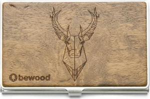 BeWood Drewniany Wizytownik Inox Jeleń Imbuia 2