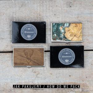 BeWood Drewniany Wizytownik Inox Jeleń Imbuia 6