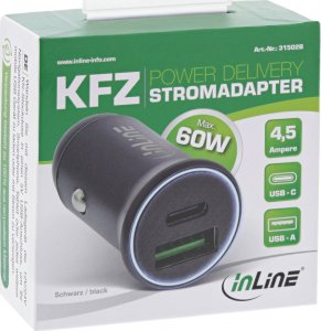 Ładowarka InLine InLine® USB car charger power-adapter power delivery, USB-A + USB Type-C, black 3