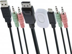 Przełącznik InLine InLine® KVM Switch, 2-port, USB-C + DisplayPort to DisplayPort 1.2, 4K, with audio, integrated cable 2