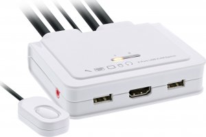 Przełącznik InLine InLine® KVM Switch, 2-port, USB-C + HDMI to HDMI, 4K, with audio, integrated cable 1