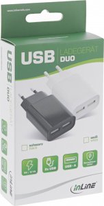InLine InLine® USB Power Adapter DUO, 2-Port 100-240VAC to 5V / 2.1A white 2