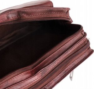 Dwukomorowa saszetka męska ze skóry naturalnej 3
