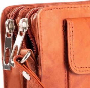 Dwukomorowa saszetka męska ze skóry naturalnej 4