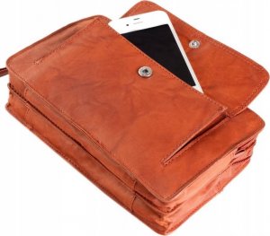 Dwukomorowa saszetka męska ze skóry naturalnej 5