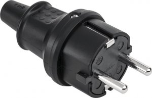 Kemot Wtyczka  typu niemieckiego  16A/250V- IP44 (gumowa czarna) 2237 1