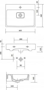 S801-430 SET B610 VIRGO 60 SZARY, UCHWYT CZARNY, SZAFKA ( 522-021 ) + UMYWALKA // CER.VIRGO-SET-60-SZARY-UCH-CZ 3
