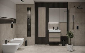 S801-430 SET B610 VIRGO 60 SZARY, UCHWYT CZARNY, SZAFKA ( 522-021 ) + UMYWALKA // CER.VIRGO-SET-60-SZARY-UCH-CZ 6