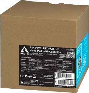 Wentylator Arctic P14 PWM PST RGB 0dB 3-pack + Hub (ACFAN00256A) 5