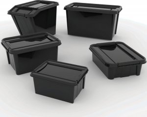 Plast Team Pojemnik z pokrywą PlastTeam ProBox Recycle QR 14L czarny 2