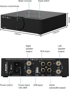 SMSL SMSL A100 -Wzmacniacz Głośnikowy Bluetooth 8